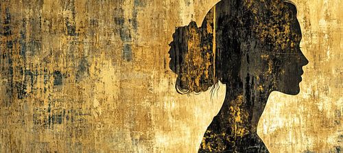 Golden profile woman beige by Art Whims