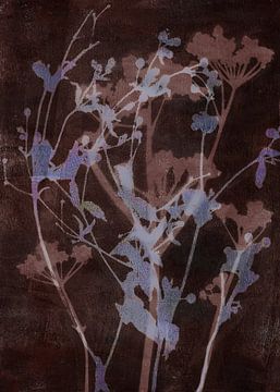 Bloemen in taupe en roestbruin. Modern abstract botanisch van Dina Dankers