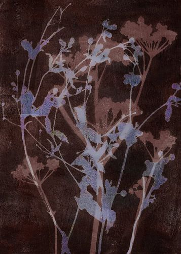 Bloemen in taupe en roestbruin. Modern abstract botanisch