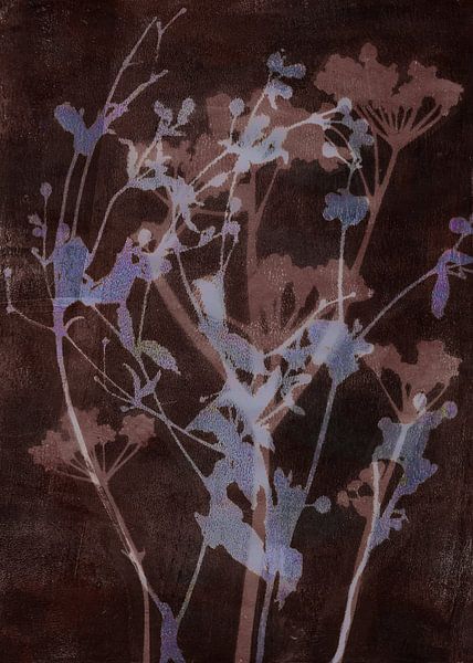Flowers in taupe and rusty brown. Modern abstract botanical by Dina Dankers