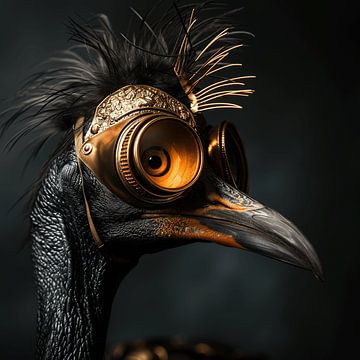 Joviaal Vogelportret - De Jolige Gierscholver van Karina Brouwer