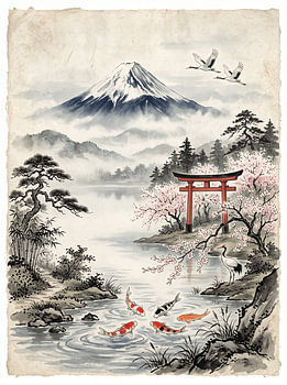 Japanese mount Fuji painting