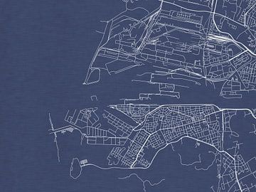 Carte de IJmuiden en bleu royal sur Map Art Studio