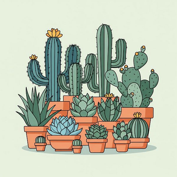 Potted Cacti and Succulent Illustration by Markus Gann