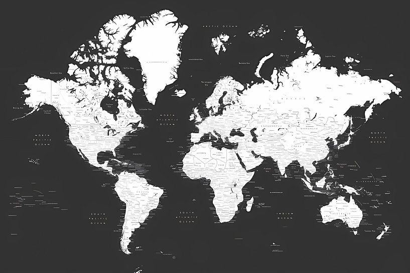 Blursbyai Black and white world map by Artwork Shop
