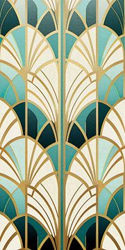 Art Deco Motief in Goud en Turquoise van Whale & Sons