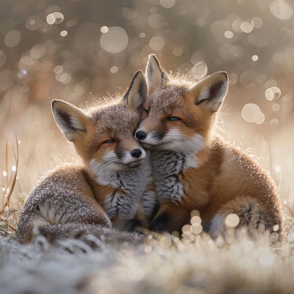 Foxes in the morning sun by DNH Expressions