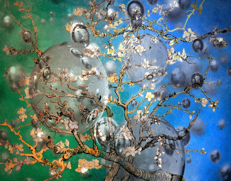 Mandelblüte mit Regentropfen von FRESH Fine Art