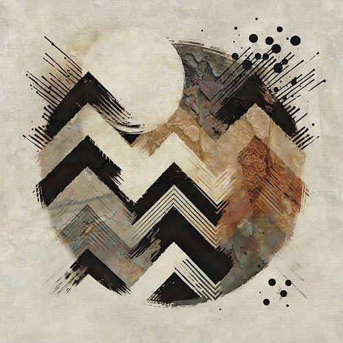 Modern Abstract Japandi Mountain Landscape Geometry