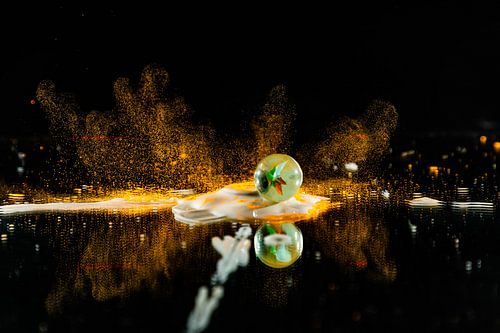 Op spattende knikker