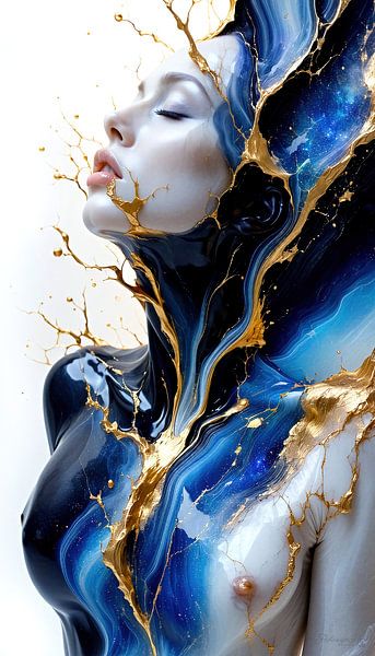 Erotic figure - Between dissolution and awakening: The luminous becoming of a figure made of marble, light and silence by AidasignArt