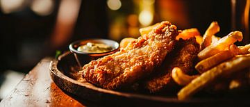 Crispy fish fillet with chips by Poster Art Shop