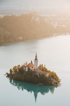 Die Insel Bled bei Sonnenaufgang
