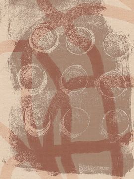 Abstracte vormen en lijnen in warm bruin, beige, wit van Abstract Minimalist Art