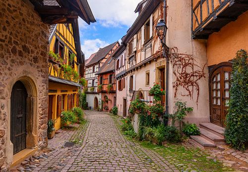 Street scene of Eguisheim, Alsace, France