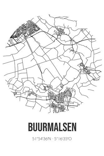 Buurmalsen (Gelderland) | Landkaart | Zwart-wit
