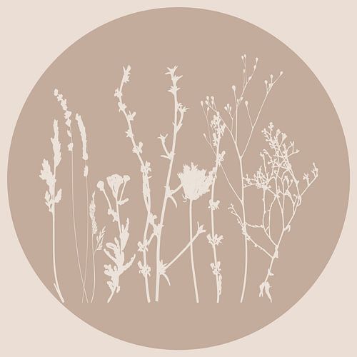 Scandinavische weide Minimalistische wilde bloemen in beige nr. 3