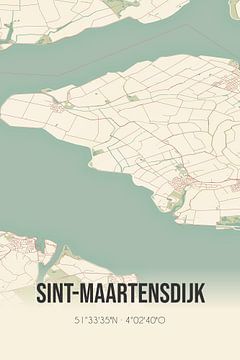Vieille carte de Sint-Maartensdijk (Zeeland) sur Rezona