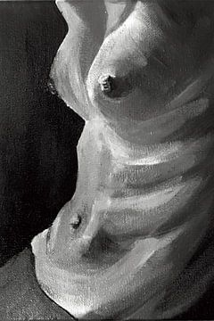Woman nude torso en profil grey tones by Krista Kitsz Art