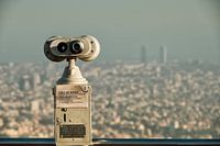 Uitzicht Barcelona op een mistige dag