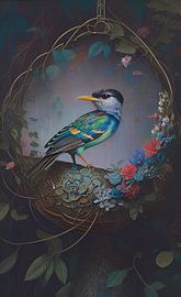 Vogel auf einem Nest von Nicolette Vermeulen