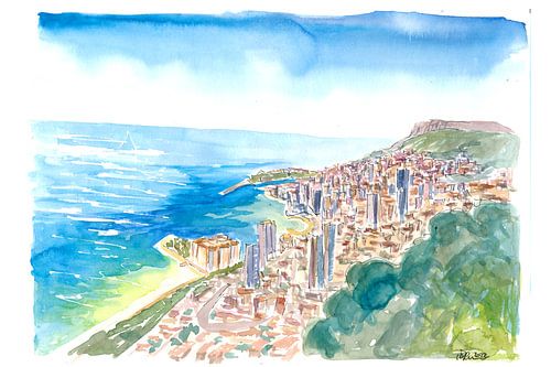Monaco Blick von den Bergen mit Skyline und Meer