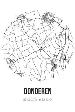 Donderen (Drenthe) | Landkaart | Zwart-wit van Rezona