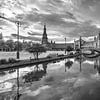 Sevilla Plaza Espana schwarz-weiß von Manfred Voss, Schwarz-weiss Fotografie