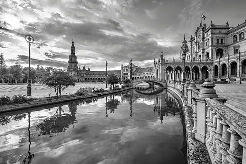 Sevilla Plaza Espana zwart-wit