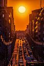 Brussels Henge, zonsondergang boven de Wetstraat van Jim De Sitter thumbnail