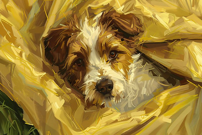 Geborgen hond genesteld in zachte doeken van Imperial Art House