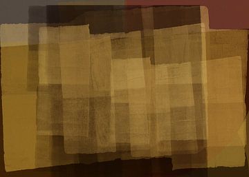 Modern abstract shapes in taupe and mustard by Dina Dankers