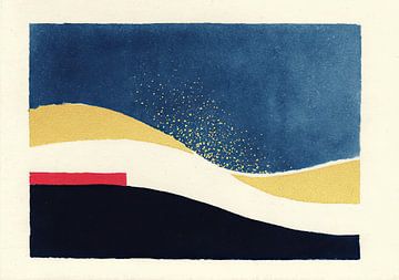 Abstract night landscape in blue and gold by Niklas Maximilian