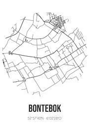 Bontebok (Fryslan) | Carte | Noir et blanc sur Affiches de lieux
