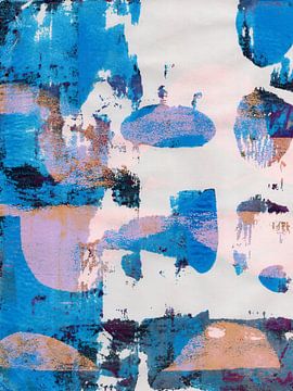 Hedendaagse abstracte kunst in blauw, wit en roze