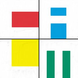 Geometrische vormen in rood blauw geel groen