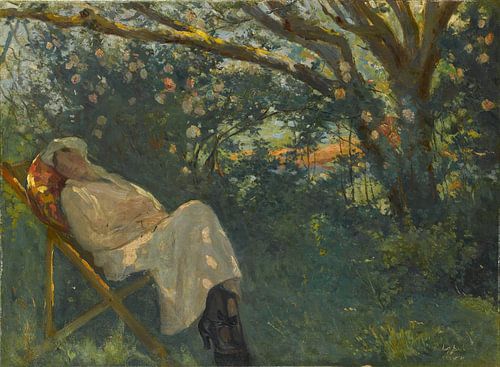 Nazmi Ziya Güran~La dame rose a un banc.