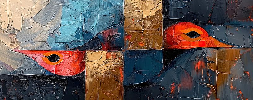 Modern Abstract Twee Vogels van Abstract Schilderij