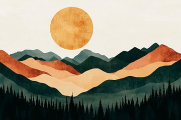 Zacht berglandschap in het avondlicht van Poster Art Shop