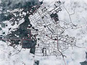 Kaart van Bergen in de stijl 'White Winter' van Maporia