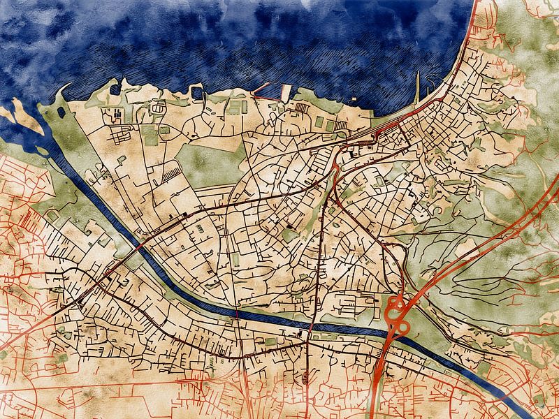 Map of Bregenz with the style 'Serene Summer' by Maporia