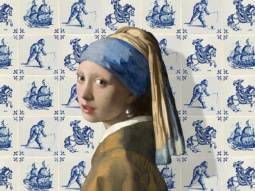 Vermeer Blue de Delft fille - La Jeune Fille à la Perle et les carreaux sur Miauw webshop