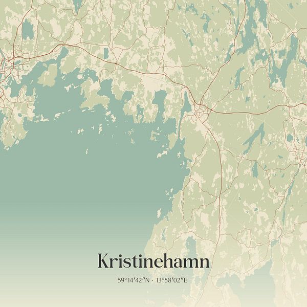 Vintage map of Kristinehamn, Sweden. by Prints of Place
