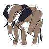 Elefant in Linien und Flächen von Schwarzer Kaffee