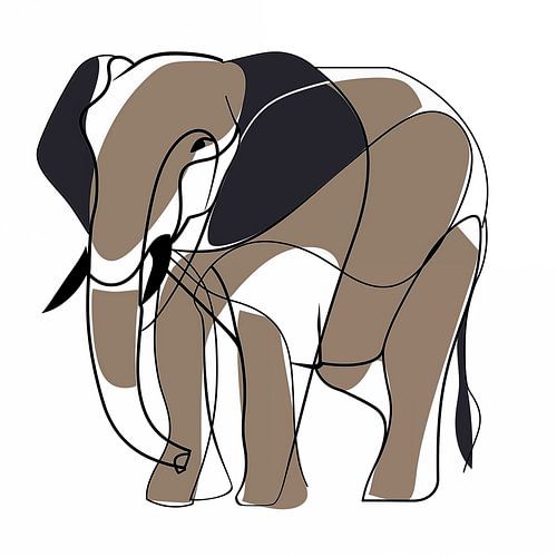 Olifant in lijnen en vlakken