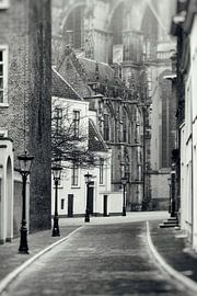 Behind the Cathedral in Utrecht in black and white