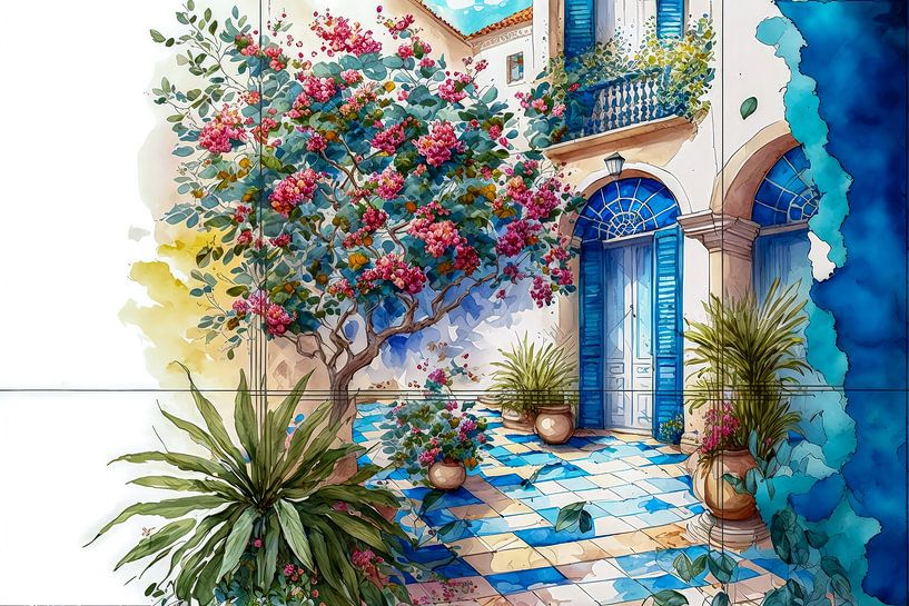 Mediterranean courtyard by Vlindertuin-Art