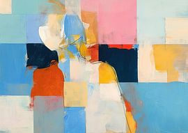 Abstrakte Frau | Abstrakte Frau mit Farben von Blickfänger Gemälde