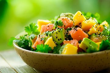 Salade van vers fruit met avocado en koriander van Poster Art Shop