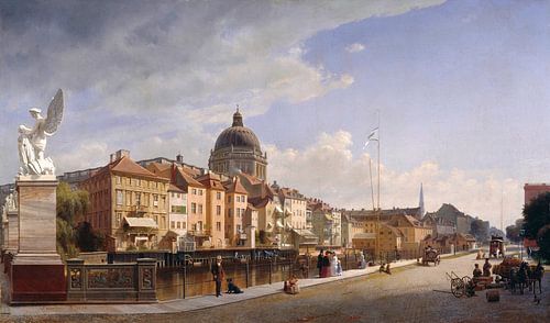 Berlijn, Zicht op de achterkant van de huizen bij Schloß Freiheit, Eduard Gaertner